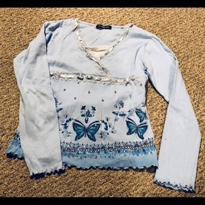 Light Blue with Butterfly design Blouse